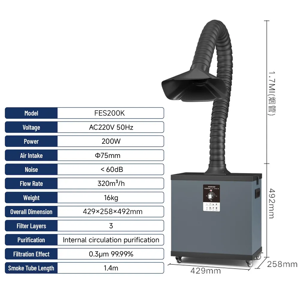 Industrial Laser Equipment - KNOKOO 200W Filtro de Poeira Industrial