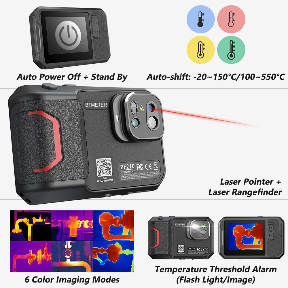 Industrial Handheld Laser - Câmera Térmica Portátil 256x192 com Imagem