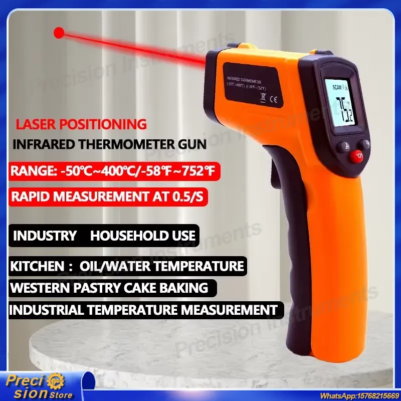 Industrial Handheld Laser - Termômetro Infravermelho Sem Contato, Medidor de