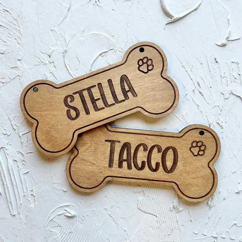 5PCS Etiqueta de Cão de Madeir - Laser Engraving Software avaliação e preço