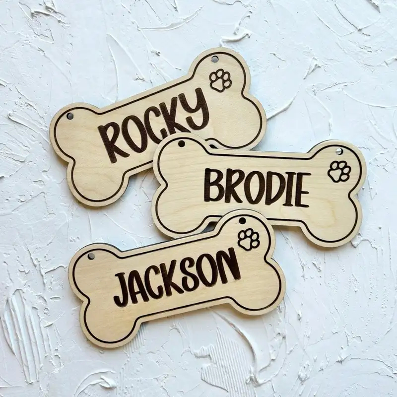 5PCS Etiqueta de Cão de Madeir - Laser Engraving Software avaliação e preço