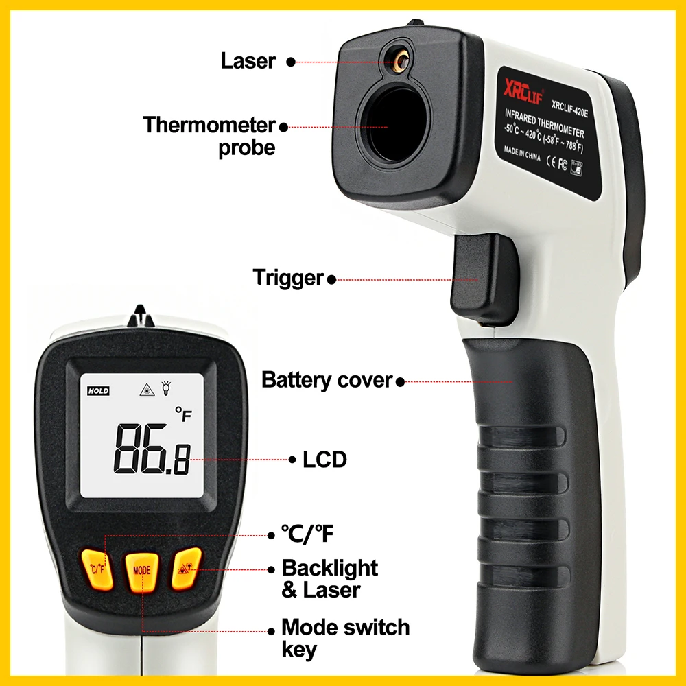 XRCLIF Termômetro infravermelh - Industrial Handheld Laser avaliação e preço