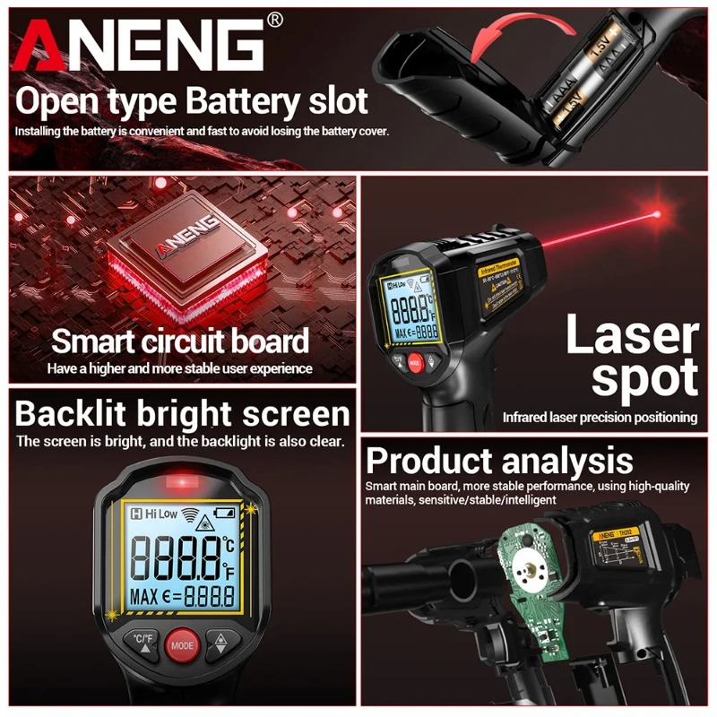 Aneng th202 termômetros portát - Industrial Handheld Laser avaliação e preço